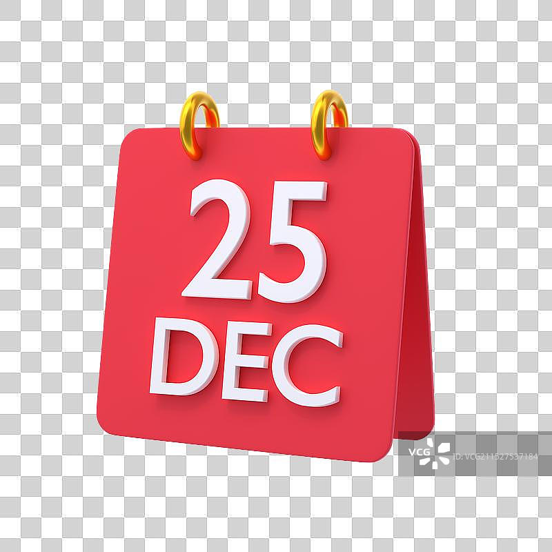 3D立体圣诞节日历插画图片素材