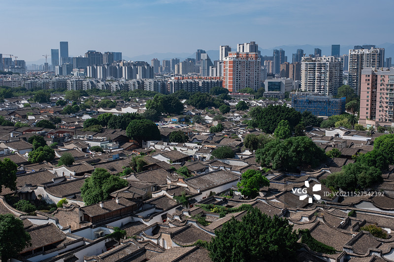 晴天，福州三坊七巷全景图片素材