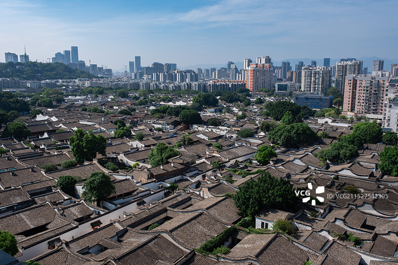 晴天，福州三坊七巷全景图片素材