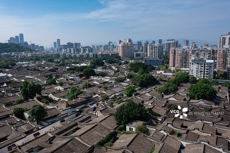 晴天，福州三坊七巷全景图片素材