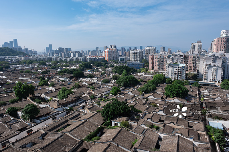 晴天，福州三坊七巷全景图片素材