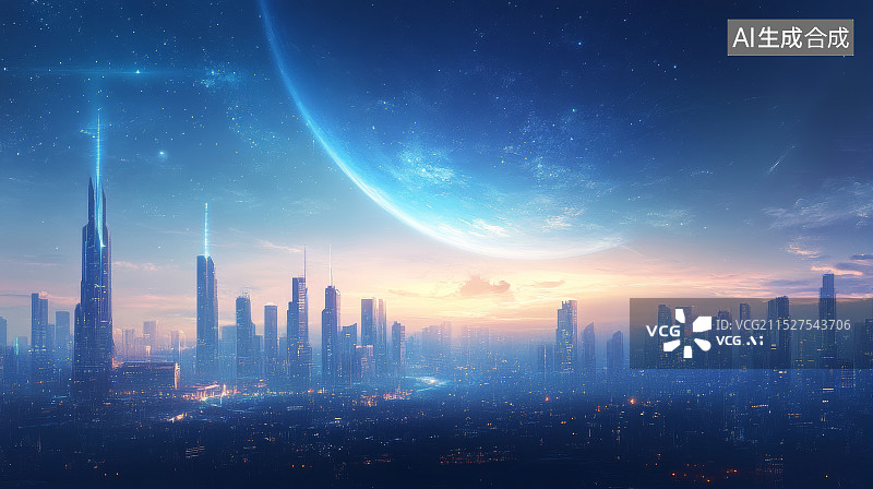 【AI数字艺术】科幻城市概念背景图片素材