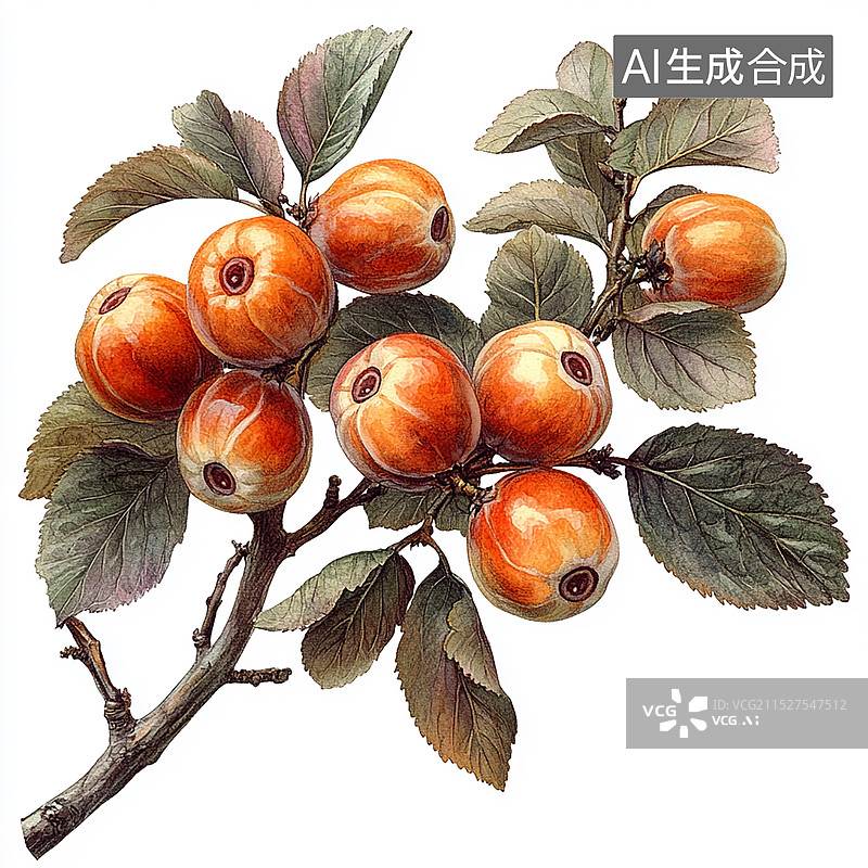 【AI数字艺术】酸枣枝酸枣果实图片素材