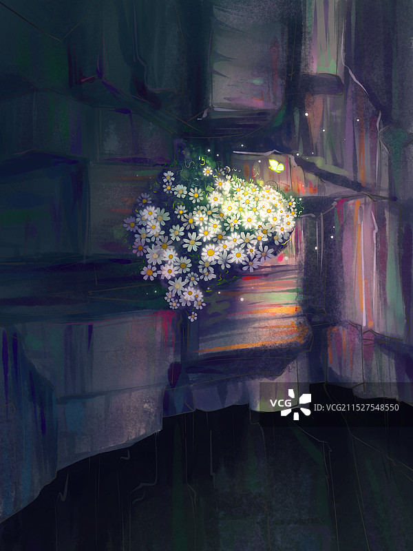 没有销声匿迹，我在热爱生活 小雏菊插画图片素材