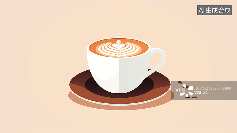 【AI数字艺术】冬天饮品卡布奇诺咖啡热饮图标菜单海报图片素材