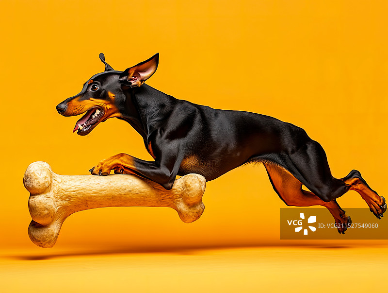 杜宾犬动态特写图片素材