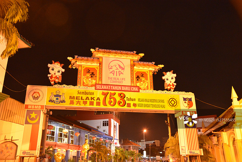 马来西亚马六甲，马六甲市正式被联合国教科文组织列入世界遗产名录图片素材