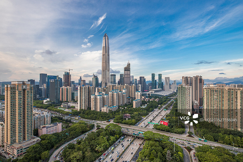 深圳福田城市天际线图片素材