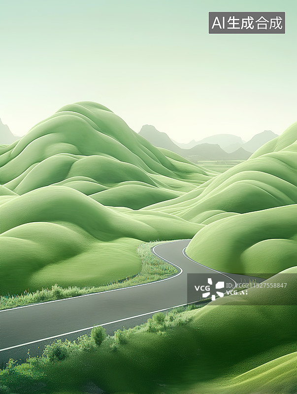 【AI数字艺术】创意绿色户外道路背景图片素材