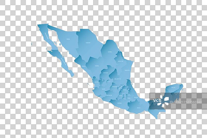 墨西哥行政区划政治地图图片素材