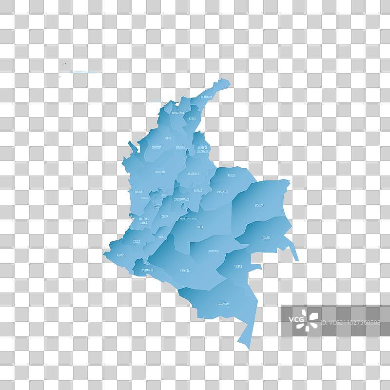 哥伦比亚行政区划政治地图图片素材