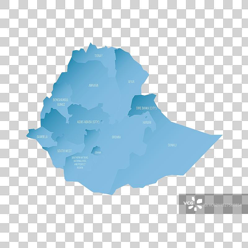 埃塞俄比亚行政区划政治地图图片素材