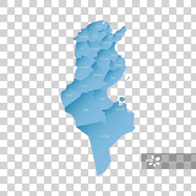 突尼斯行政区划政治地图图片素材