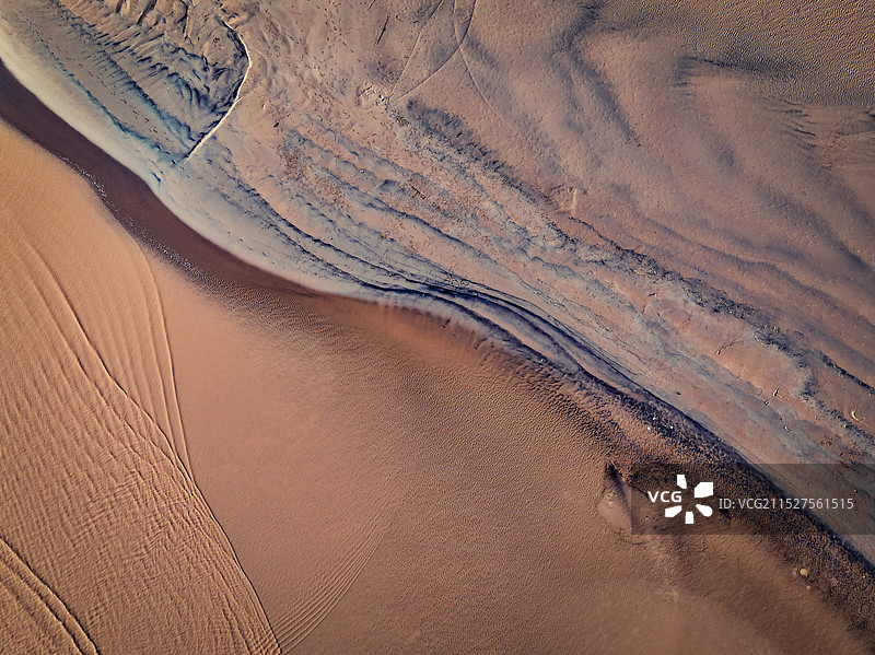 山东省梁山县俯瞰黄河河岸潮间带风景（无人）图片素材