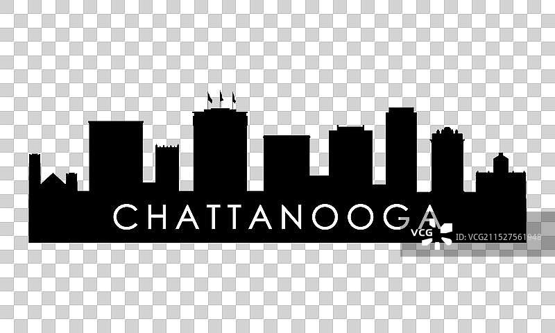 查塔努加天际线黑色剪影图片素材