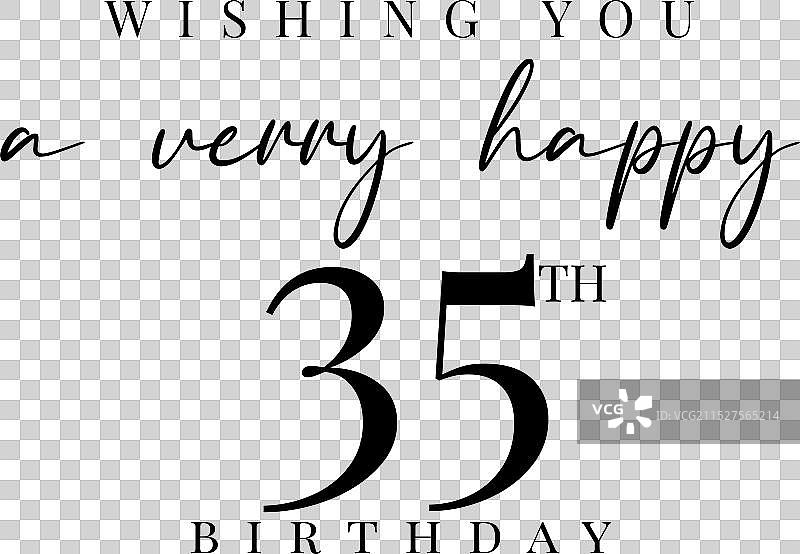 白色背景上的35岁生日快乐设计图片素材