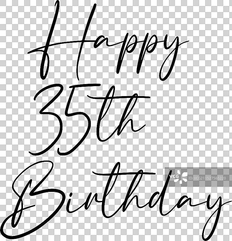 白色背景上的35岁生日快乐设计图片素材