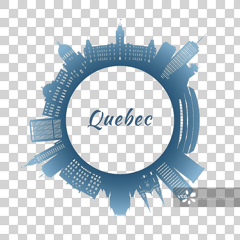 魁北克天际线与彩色建筑圆形图片素材