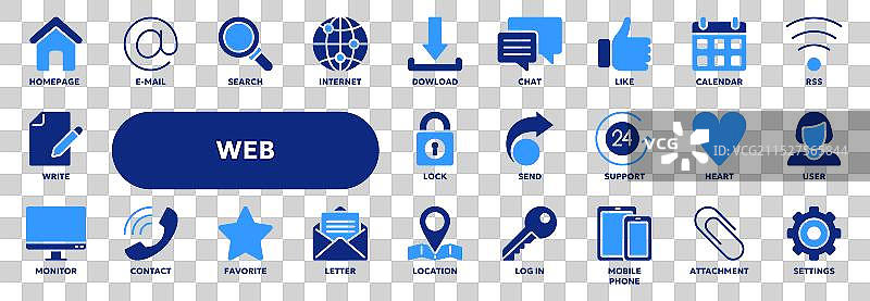 互联网和社交媒体线条图标图片素材