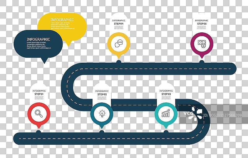 路线图信息图时间轴业务流程图片素材