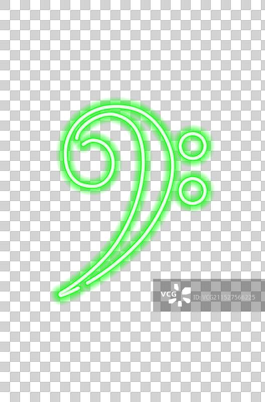 霓虹发光绿色音符图片素材