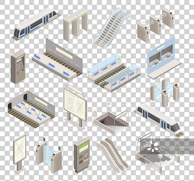 2.5D地铁站元素合集图片素材