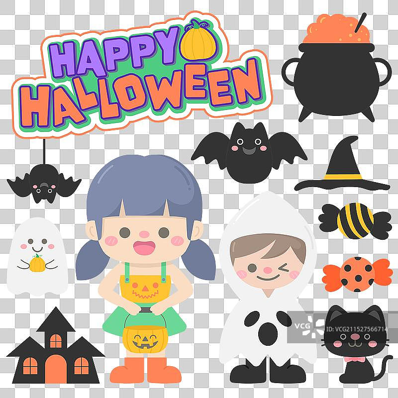 儿童手绘可爱万圣节图片素材