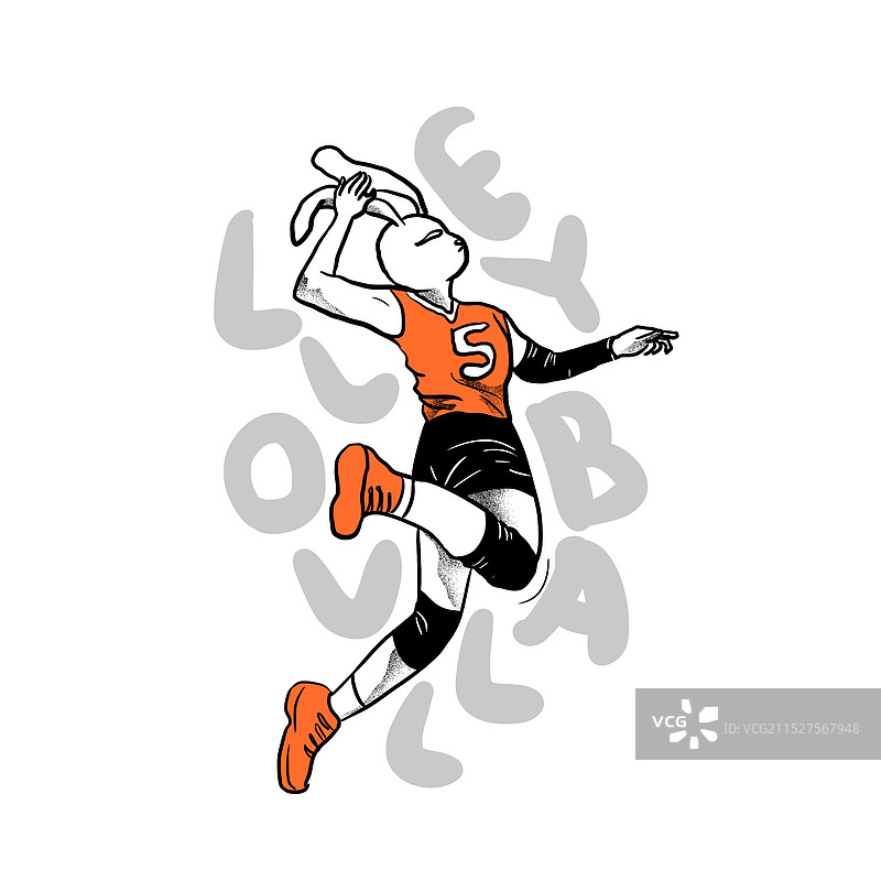 兔子篮球运动 卡通手绘图片素材