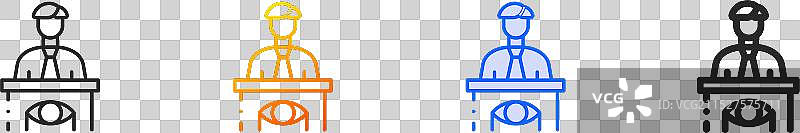 目击者图标，细线性渐变蓝色描边图片素材