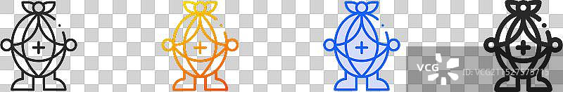 线性渐变蓝色描边风格的法贝热彩蛋图标图片素材