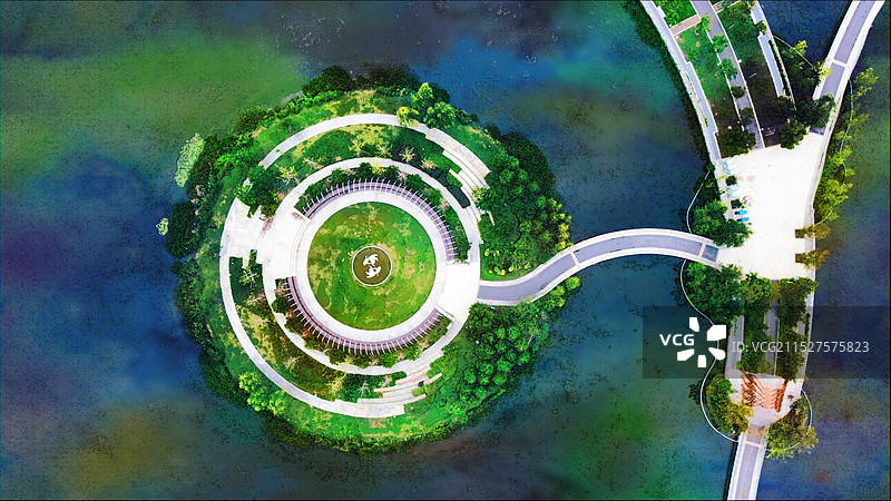 上海奉贤，上海之鱼景区，湖心岛公园图片素材