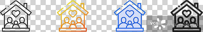 家庭图标：纤细的线性渐变蓝色笔触图片素材