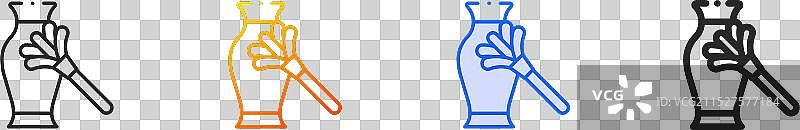 鸡毛掸子图标细线性渐变蓝色图片素材