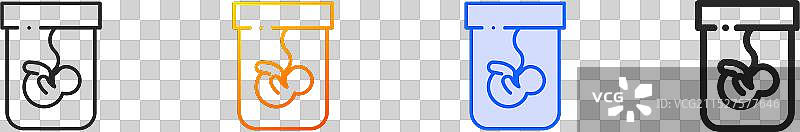 胎儿图标（细线条渐变蓝色描边）图片素材