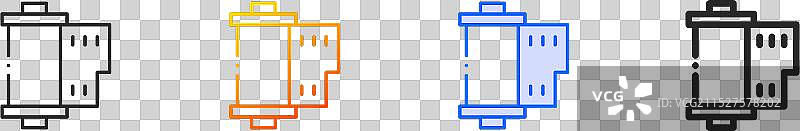电影胶卷图标细线性渐变蓝色描边图片素材