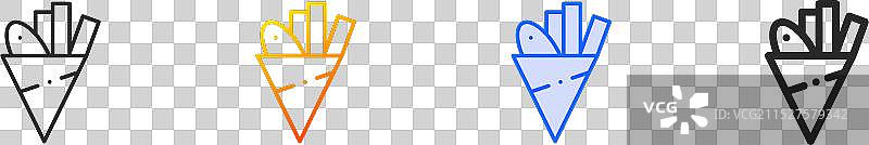 炸鱼薯条蓝色渐变线性图标图片素材