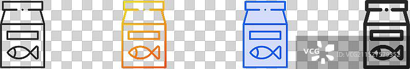 鱼食图标细线性渐变蓝色笔触图片素材