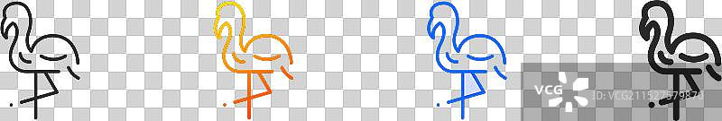 火烈鸟线性渐变蓝色描边图标图片素材