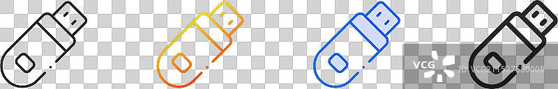 闪存盘图标细线性渐变蓝色描边图片素材