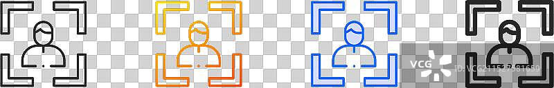 专注线性渐变蓝色描边图标图片素材