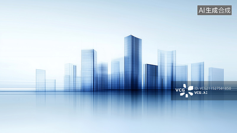 【AI数字艺术】未来都市的抽象剪影图片素材