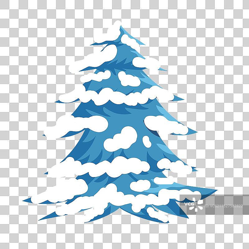卡通冬天积雪的松树植物插画图片素材