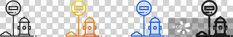 禁止线性渐变蓝色描边图标图片素材