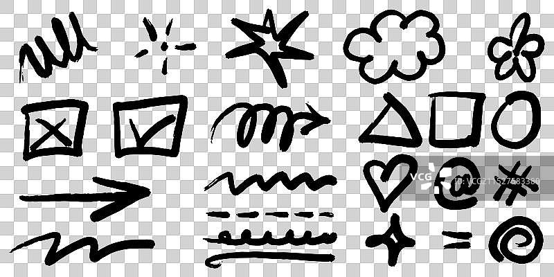 粗体笔刷手绘涂鸦风格合集图片素材