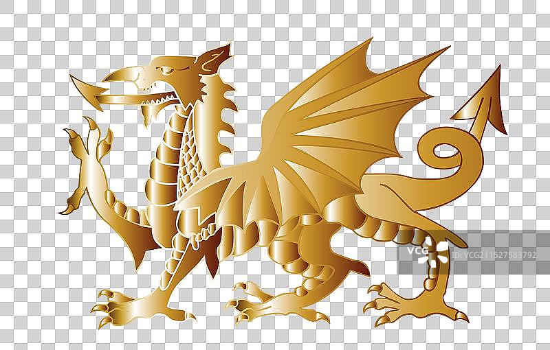 威尔士徽章金色恶龙图片素材