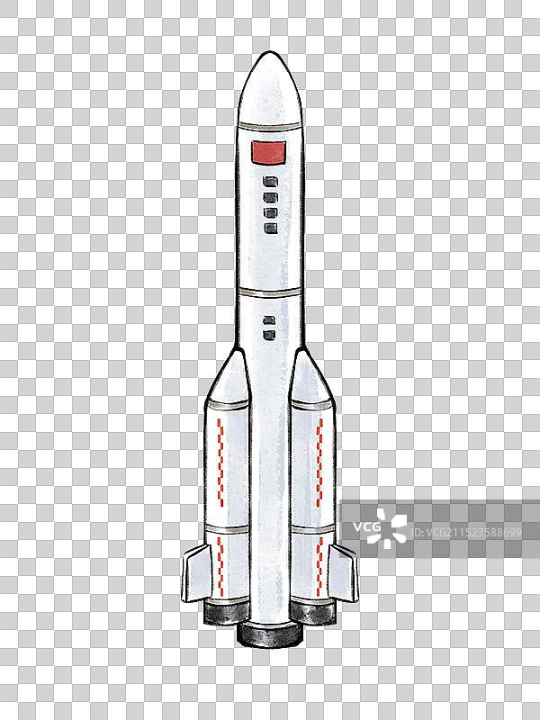 手绘航天业发射火箭卫星空间站元素图片素材