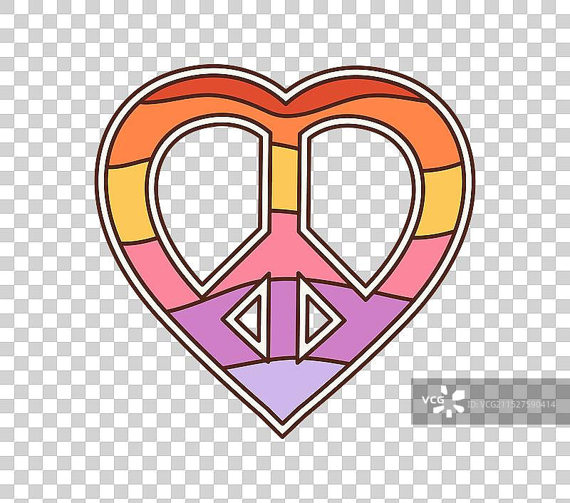 卡通复古嬉皮爱心标志图片素材