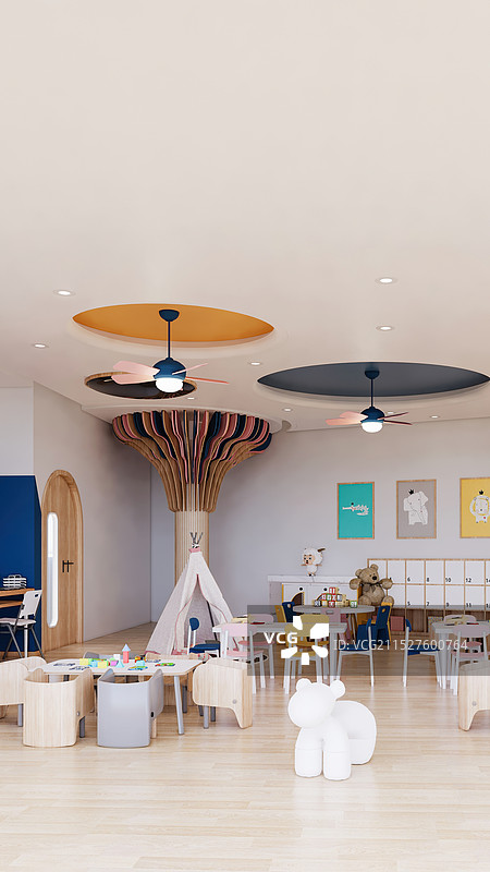 现代幼儿园教室的内部 儿童早教中心图片素材