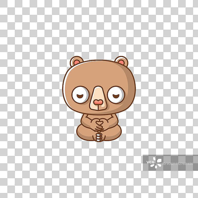 可爱熊冥想瑜伽卡哇伊动漫角色图片素材