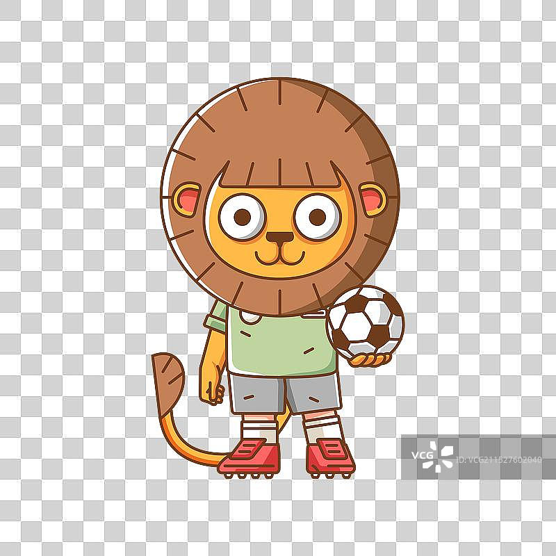 可爱的卡通狮子足球运动员图片素材